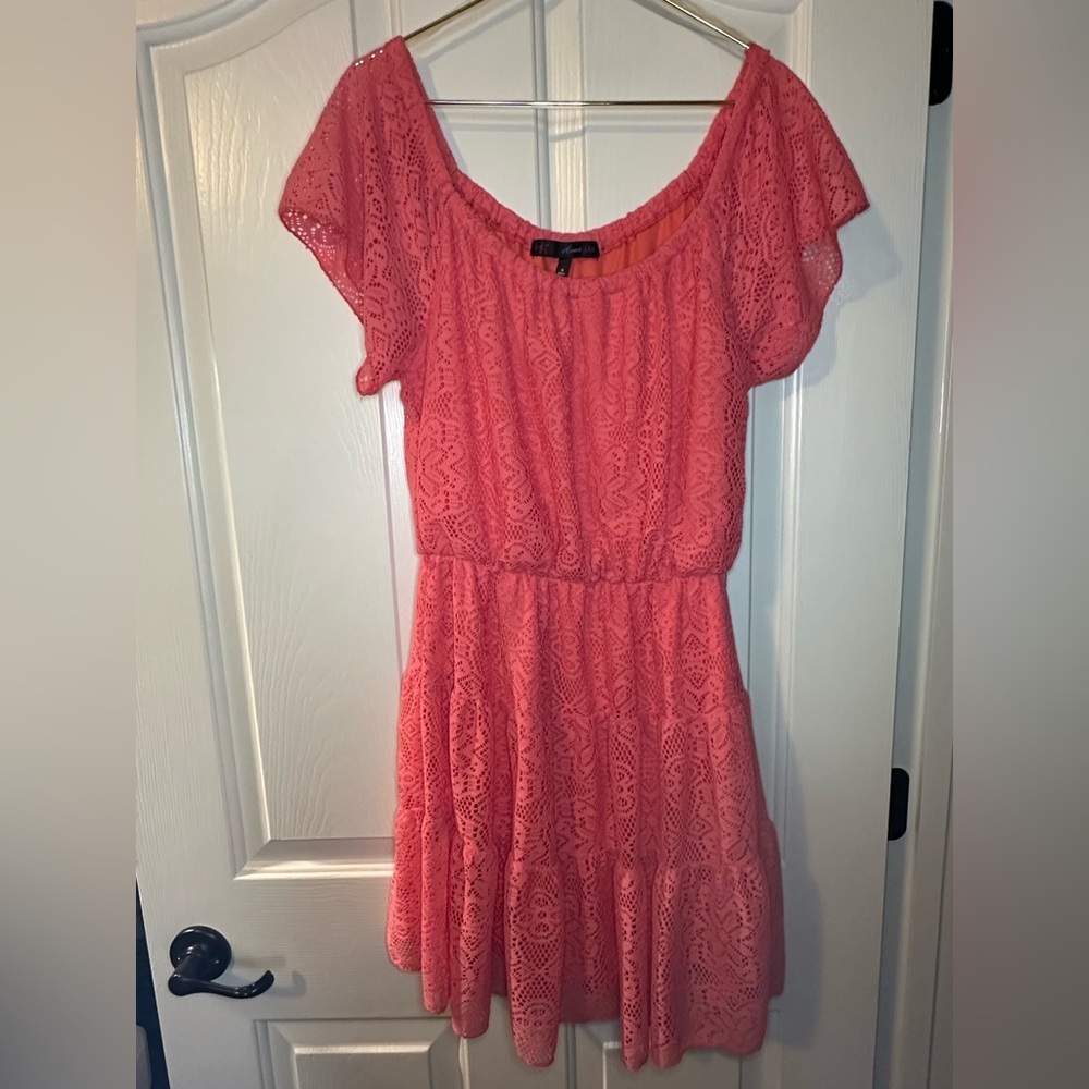 HeartSoul Coral Lace Mini Dress